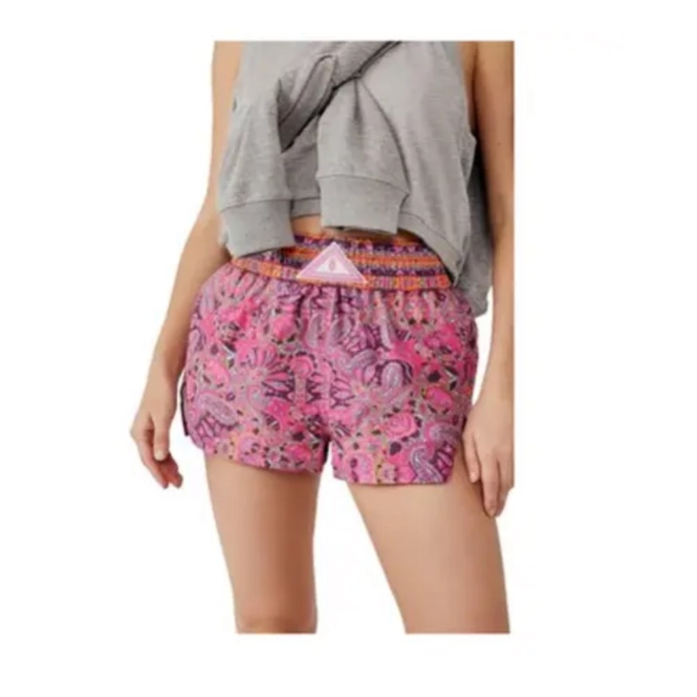 Free People Movement Elastic Waist Paisley Shorts - size Large